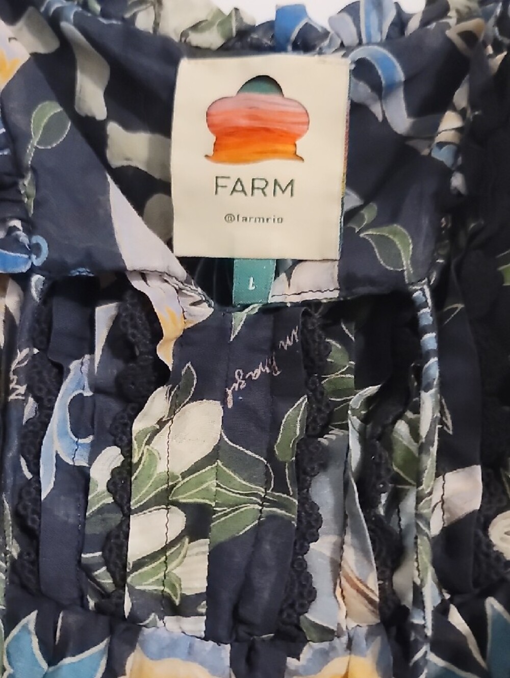 FARM Rio Navy Floral Maxi Dress with Yellow & Purple Accents - Picture 2 of 7